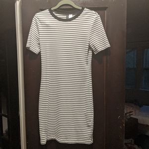H&M black & white striped shirt dress